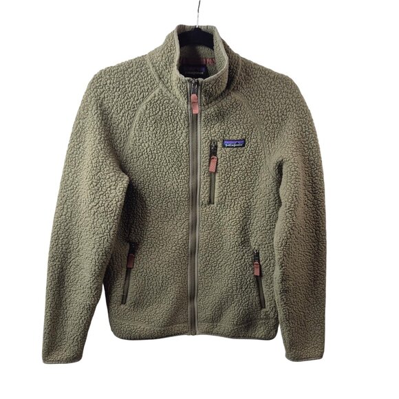 *SOLD* Patagonia Mens Retro Pile Fleece Jacket Size M Full Zip Green Outdoor - Picture 1 of 10